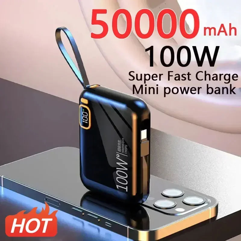 FlexiPower Mini: Banco de Energia Portátil | rápido 100W | iPhone, Samsung, Xiaomi